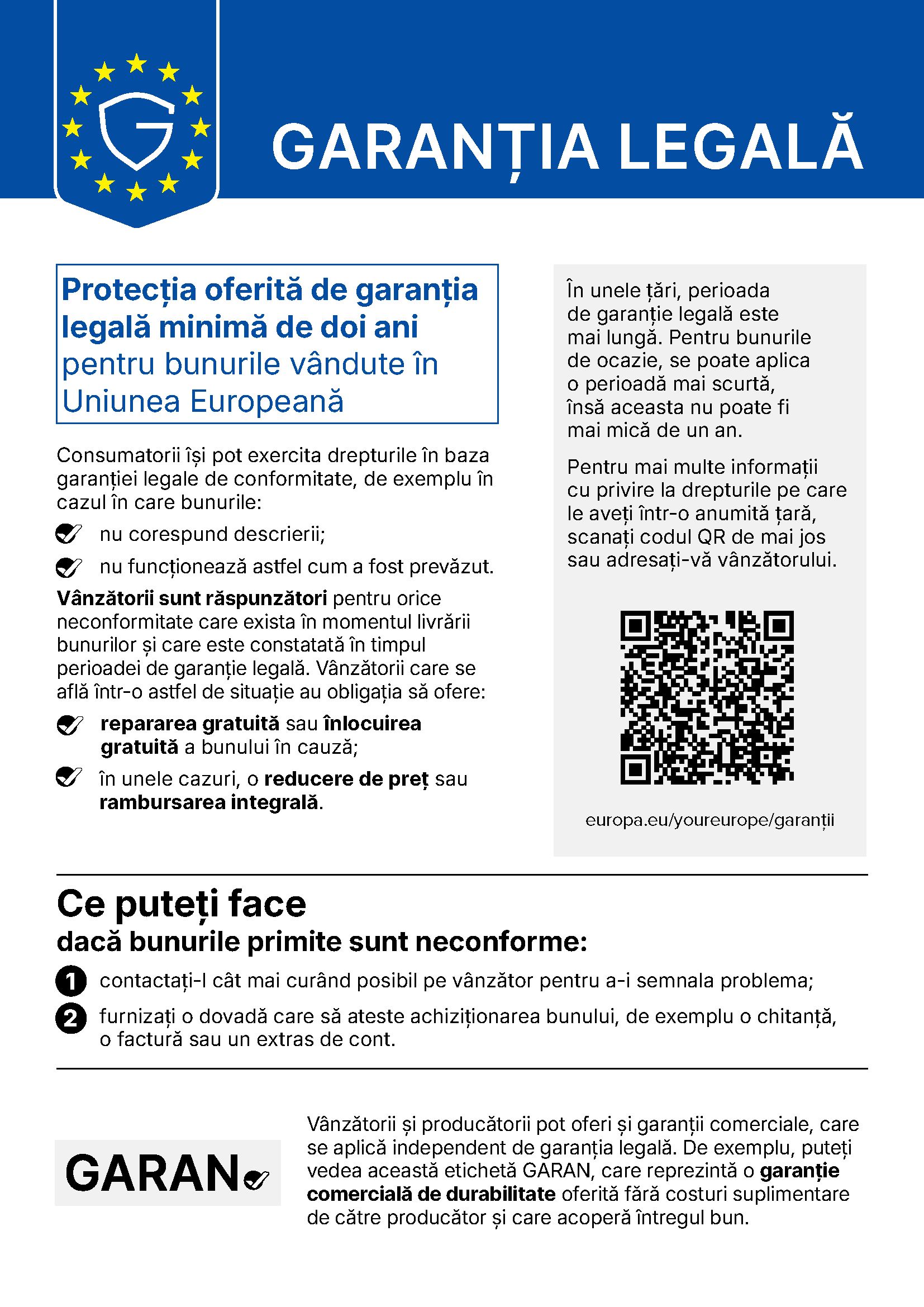 Garanția legală de conformitate în Uniunea Europeană